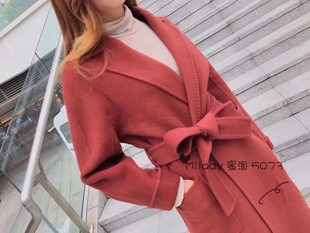 2024新款加厚保暖高端羊驼绒双面羊绒大衣安哥拉红女外套