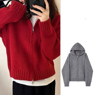 大朗不易起球毛衣2026带帽子的针织衫女卫衣超好看软糯宽松上衣潮