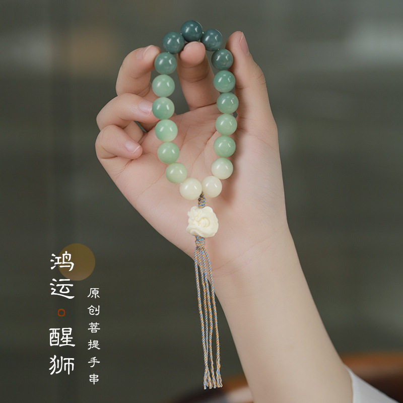 原创阴皮白玉菩提根手串男女配饰手链佛珠情侣文玩菩提子手腕手持