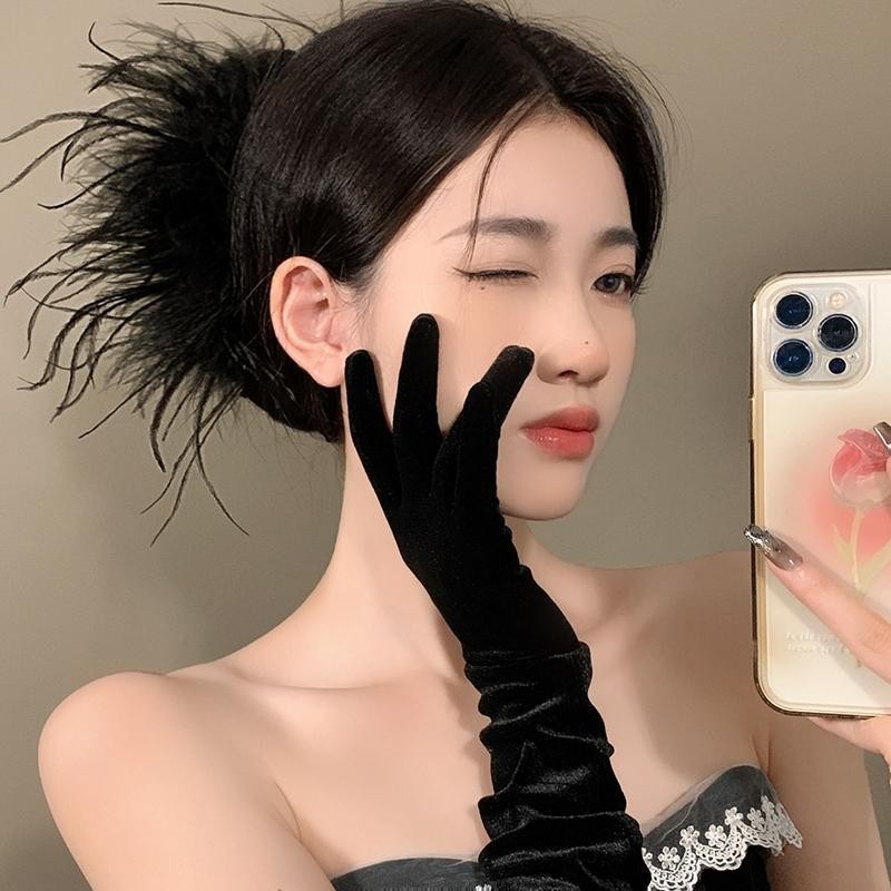 纯欲风大号羽毛抓夹鲨鱼夹