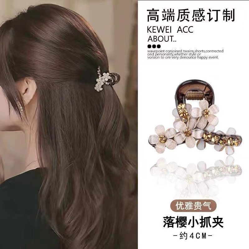 水钻花朵抓夹女后脑勺发夹