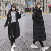 Áo khoác cotton nữ 200 pound chất béo nữ 2019 mùa đông phiên bản mới của Hàn Quốc có phần dài quá cỡ cho nữ dài qua đầu gối xuống quần áo độn bông - Bông