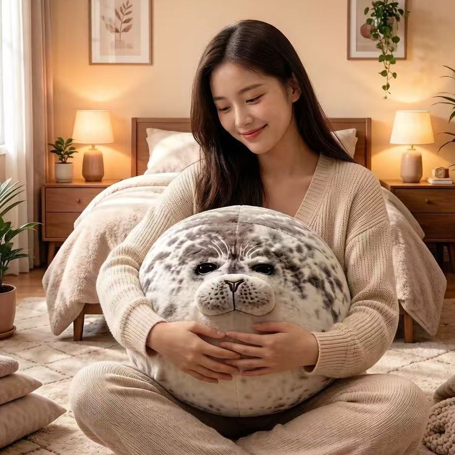 毛绒玩具日本大阪海豹抱枕超可爱布娃娃公仔靠垫生日礼物男女友生图片