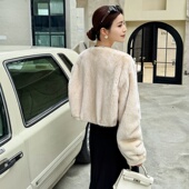 整貂圆领短款 晚风河畔 貂皮 进口水貂皮草外套女 年轻款 冬季 新款