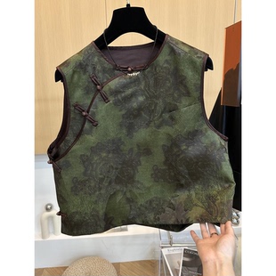 新中式 提花无袖 国风马甲背心外套女 高端欧货秋新款 爵莱菲大码