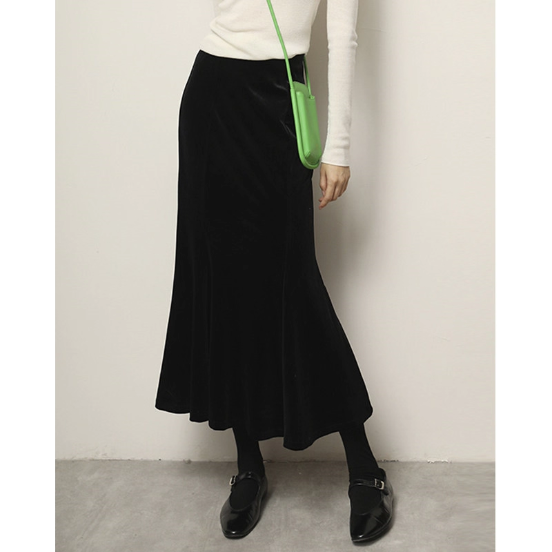 爵莱菲大码黑色复古金丝绒鱼尾半身裙冬季气质高级感修身长裙子,女装/女士精品,大码半身裙,淘宝优惠券,粉丝福利购,淘宝优惠卷