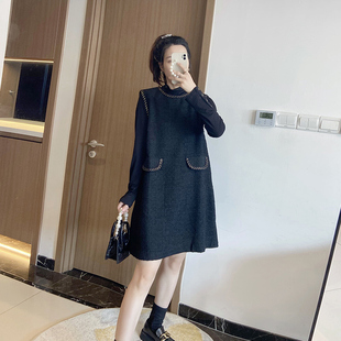 两件套女装 胖mm显瘦套装 小香风马甲背心裙连衣裙大码 2024春秋新款