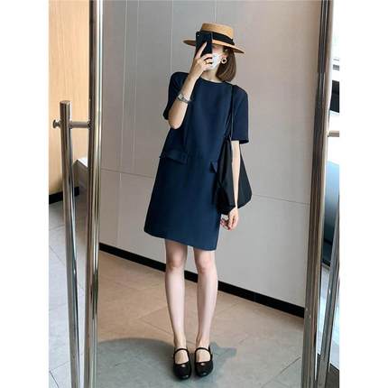 爵莱菲大码连衣裙夏装小香风宽松气质女神范设计感职业感中长裙