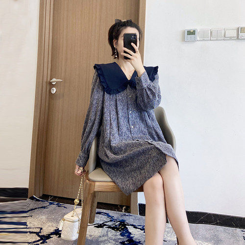 娃娃领大码连衣裙减龄胖mm