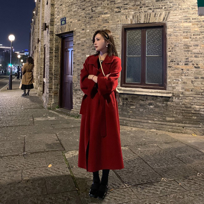 爵莱菲羊毛韩版长款大衣