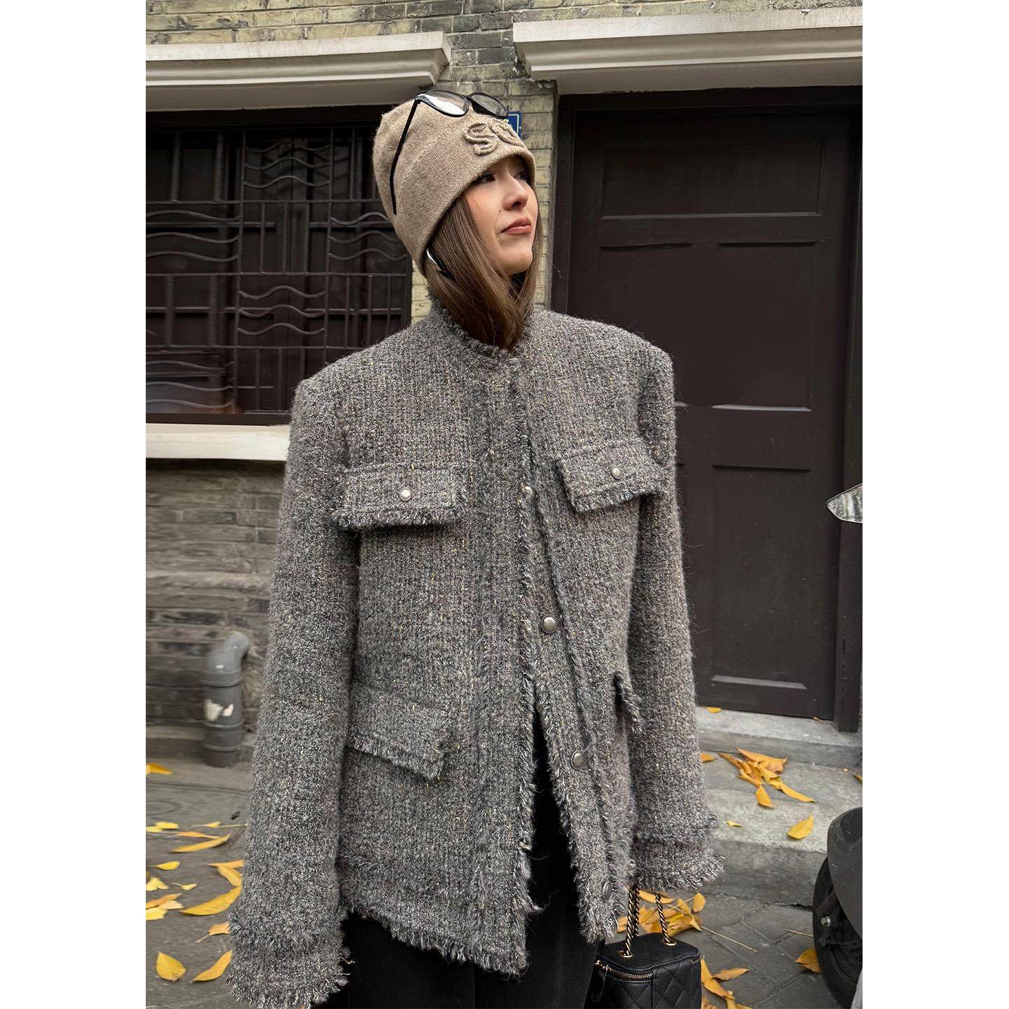 爵莱菲大码胖mm原创设计款复古小香风粗花呢外套宽松毛呢上衣新,女装/女士精品,常规大码外套,淘宝优惠券,粉丝福利购,淘宝优惠卷