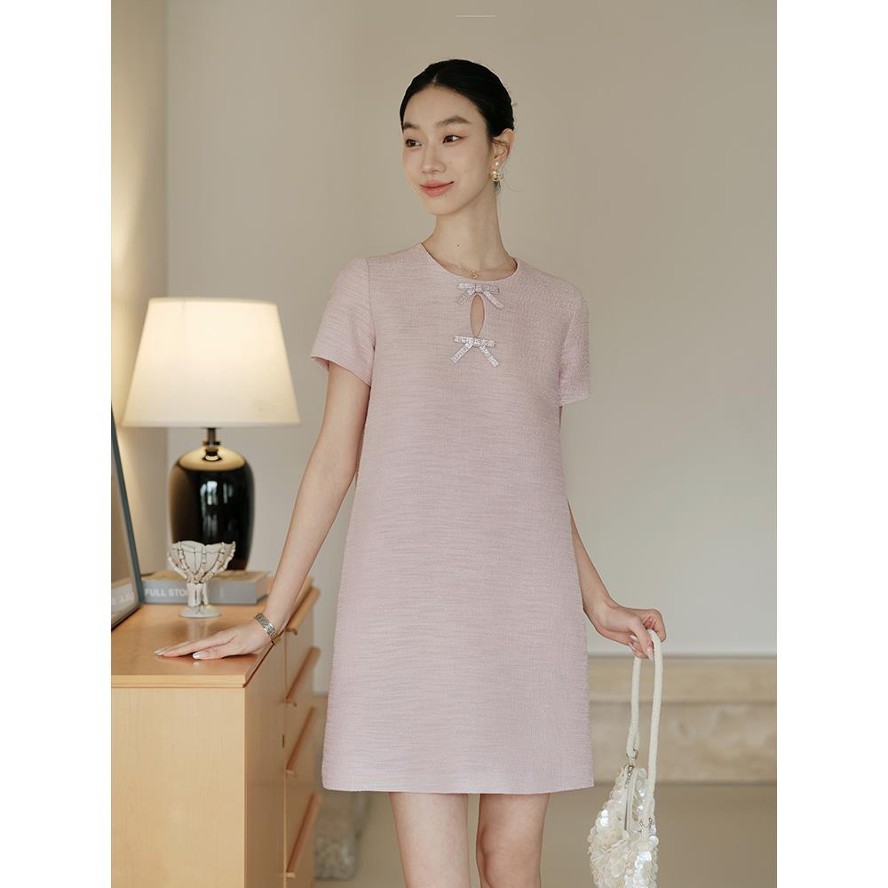 爵莱菲大码胖mm茧型立裁小香气质减龄显瘦连衣裙2025新款