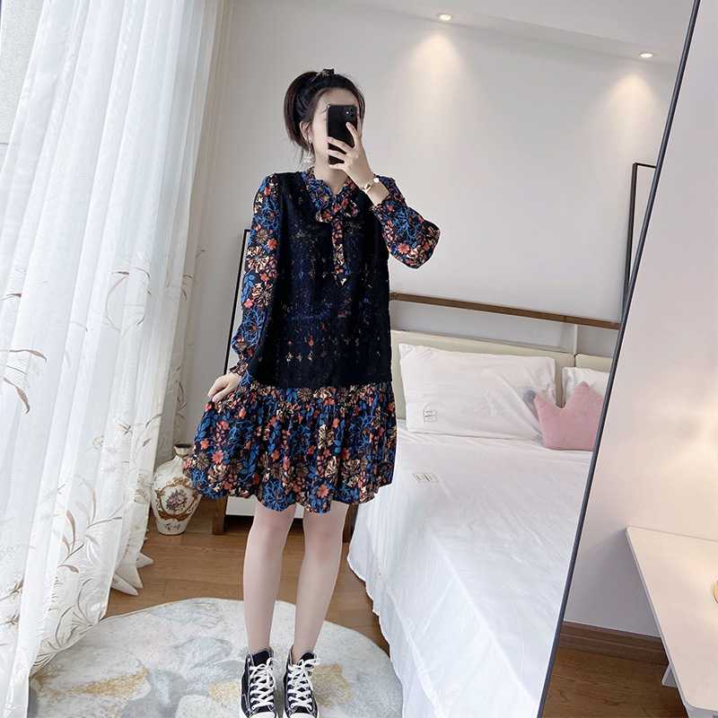 早秋新款大码胖mm雪纺马甲两件套