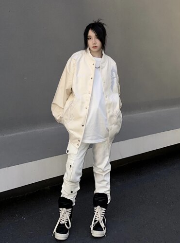夹克棒球服其他pu拼接爆款美式