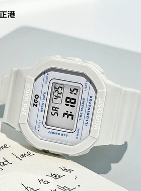 zgo正港手表女款学生初中高中简约小方块只看时间运动防水电子表