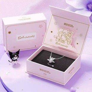 三丽鸥库洛米天使之翼项链纯银女生爱心吊坠儿童女孩女童生日礼物