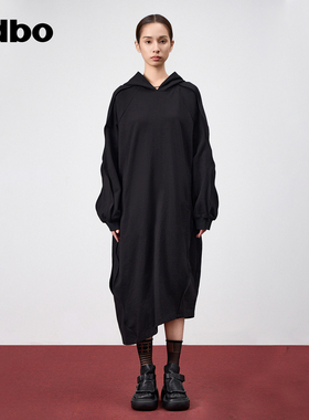 odbo/欧迪比欧纯棉卫衣裙女薄款春夏防晒罩衫梨型身材长款连衣裙
