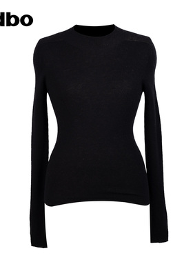 odbo/欧迪比欧高级感针织衫女秋冬新款黑色显瘦打底衫内搭