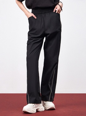 odbo/欧迪比欧运动休闲裤女春夏新款宽松阔腿裤伞兵裤美式高腰裤