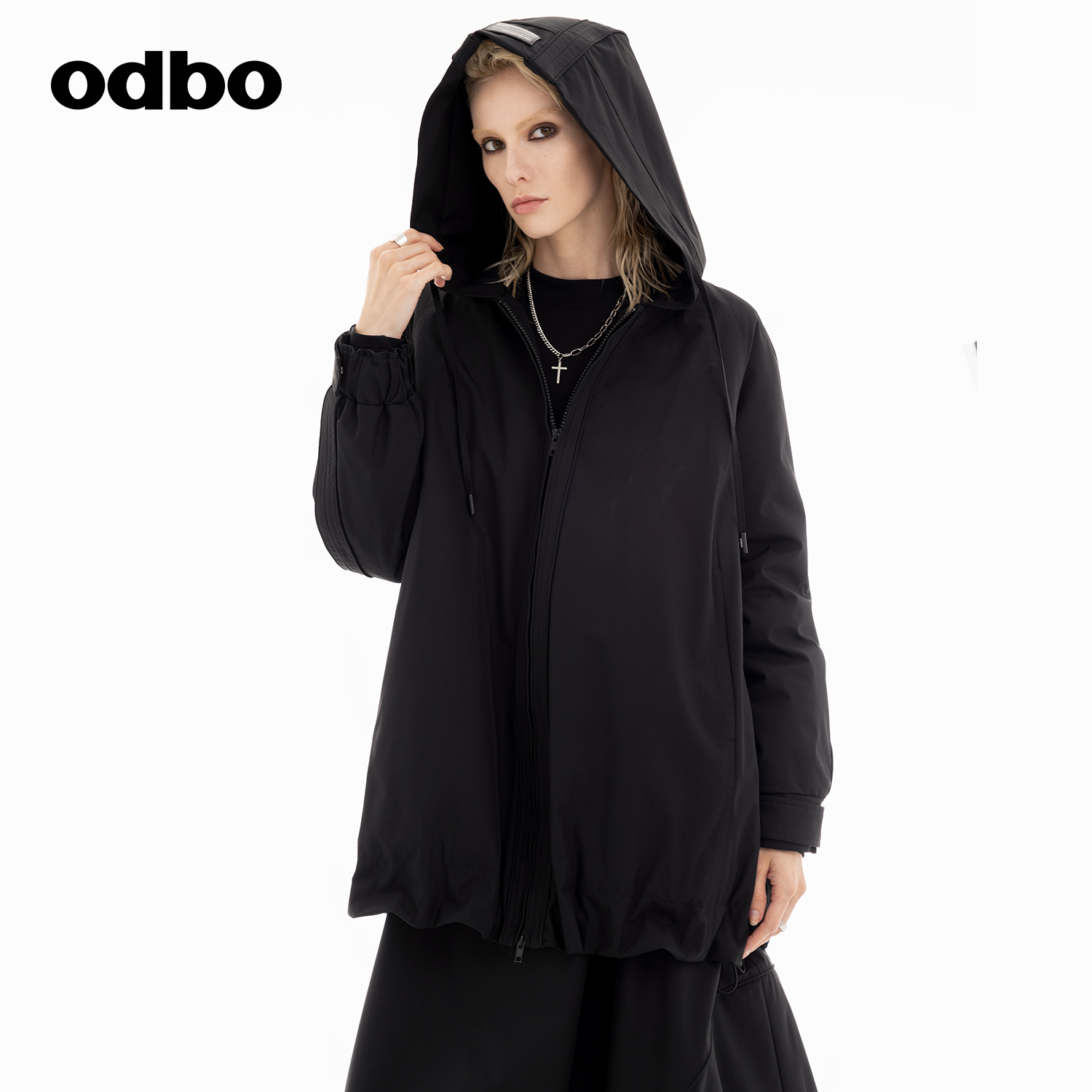 odbo/欧迪比欧连帽棉服外套女秋冬新款宽松休闲运动风衣外套上衣
