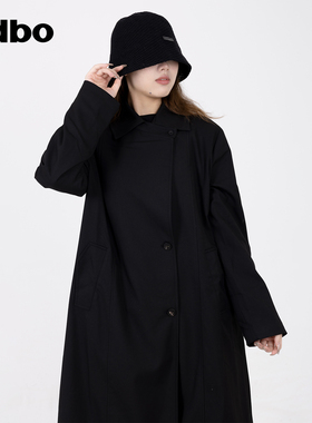 odbo/欧迪比欧中长款气质翻领风衣外套女春秋宽松高级奢华大衣ins