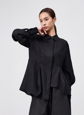 odbo/欧迪比欧天丝莱赛尔混纺衬衫女春夏薄款防晒柔软长袖t恤上衣