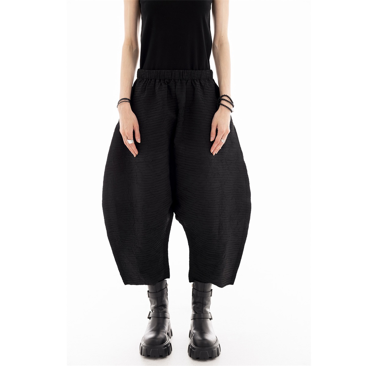 欧迪比欧压褶设计感八分裤