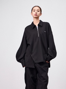 odbo/欧迪比欧男女同款半拉链外套春秋休闲简约卫衣保暖宽松上衣