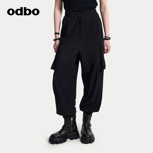 欧迪比欧松紧系带工装 束脚长裤 裤 休闲百搭铅笔裤 女春秋新款 odbo