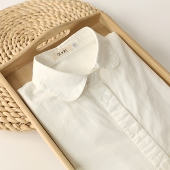 女长袖 娃娃领纯棉白色衬衫 学生内搭打底全棉衬衣上衣 新款 2026春季