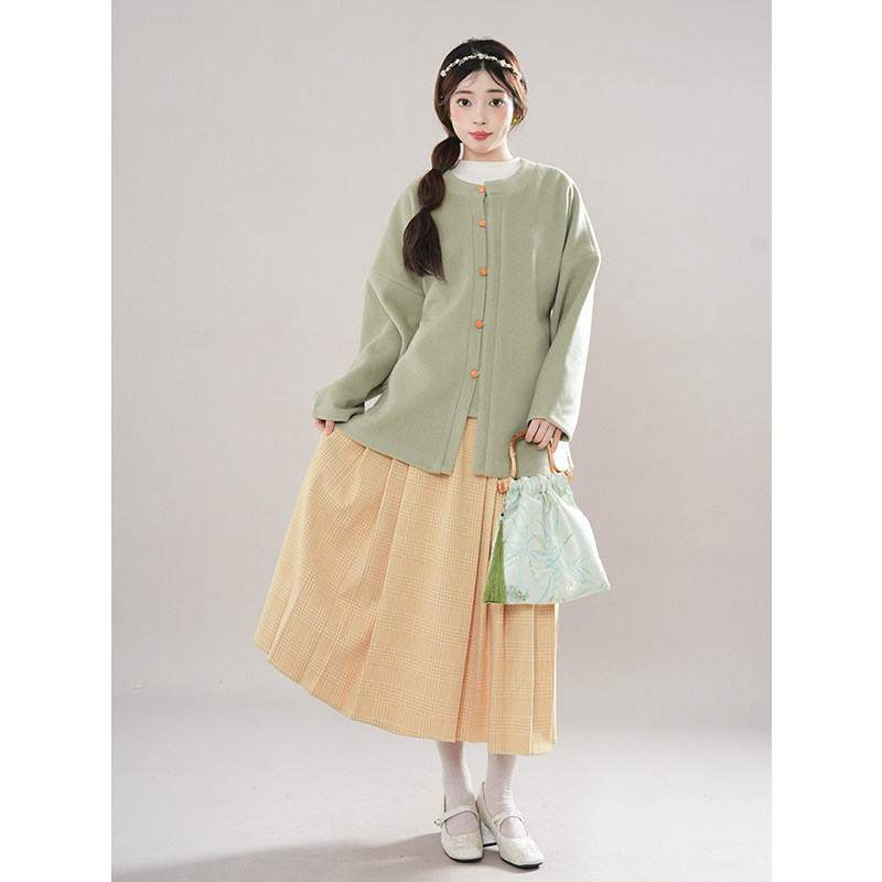 松山煮雨 立领圆领弓袋袖毛呢外套女/松紧马面裙秋冬季国风两件套,女装/女士精品,时尚套装,淘宝优惠券,粉丝福利购,淘宝优惠卷