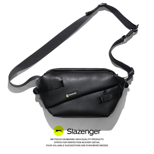Slazenger潮牌斜挎包男2025新款PU单肩斜挎包胸包男学生休闲腰包