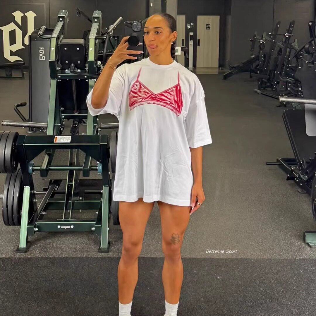 gym.shark简约胸罩图案超大T恤