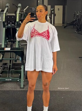 gym_shark 鲨鱼简约胸罩图案超大T恤版型纯棉短袖 运动训练健身服