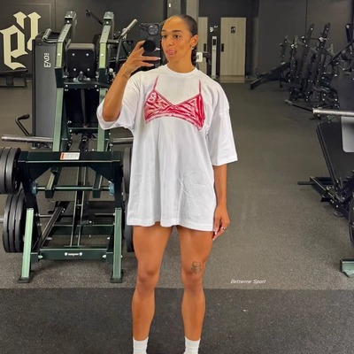 gym.shark简约胸罩图案超大T恤