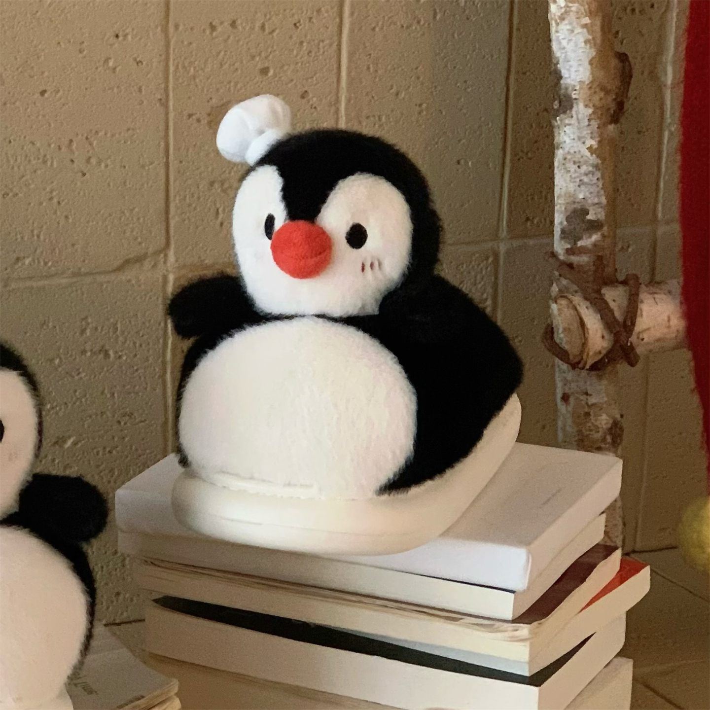 细细条少女心帽子企鹅棉拖鞋女