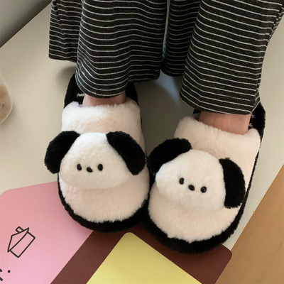 细细条软萌狗狗情侣棉拖鞋