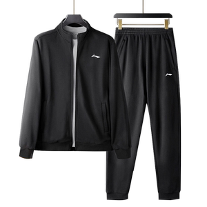 李宁运动套装男秋冬跑步运动卫衣外套男士新款加绒秋季休闲运动服