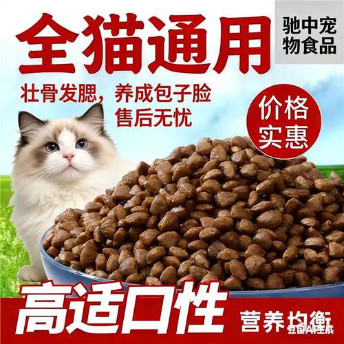 通用型专用冻干猫粮10斤5斤大包装适用全阶段全猫种流浪猫家1二月