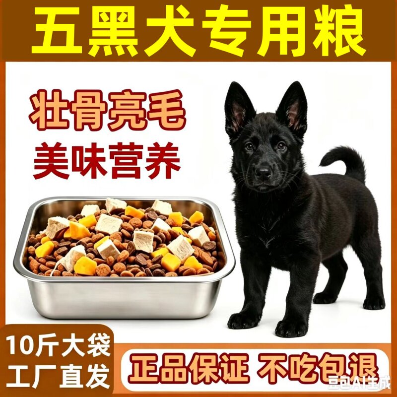 五黑犬专用狗粮成犬大包装40斤10斤幼犬成犬通用型中华田园犬土狗