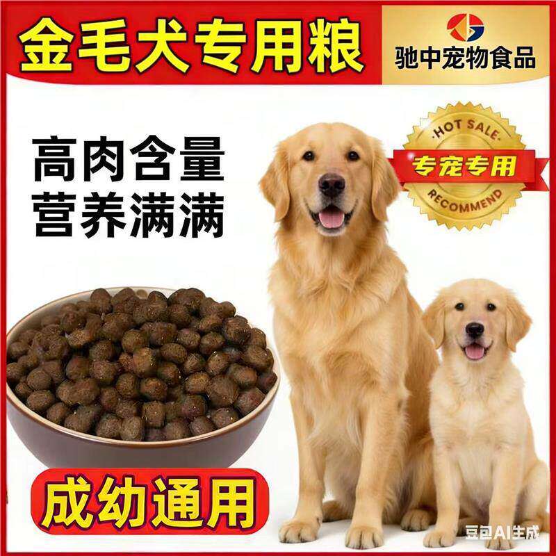金毛专用狗粮成犬幼犬便宜大包装通用型大型犬10斤40斤滋养满月后