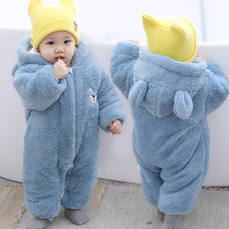 拉链款卡通加厚保暖婴儿连体衣