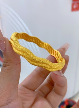 古法金包银实心波浪纹手镯