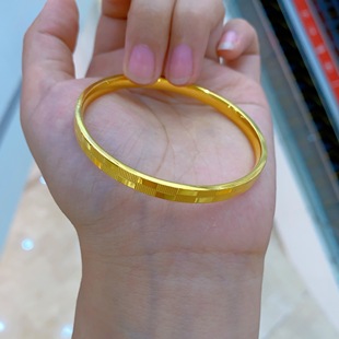 黄金包银手镯女款时尚简约光面方块手环菱格金镯子精致送女友礼物