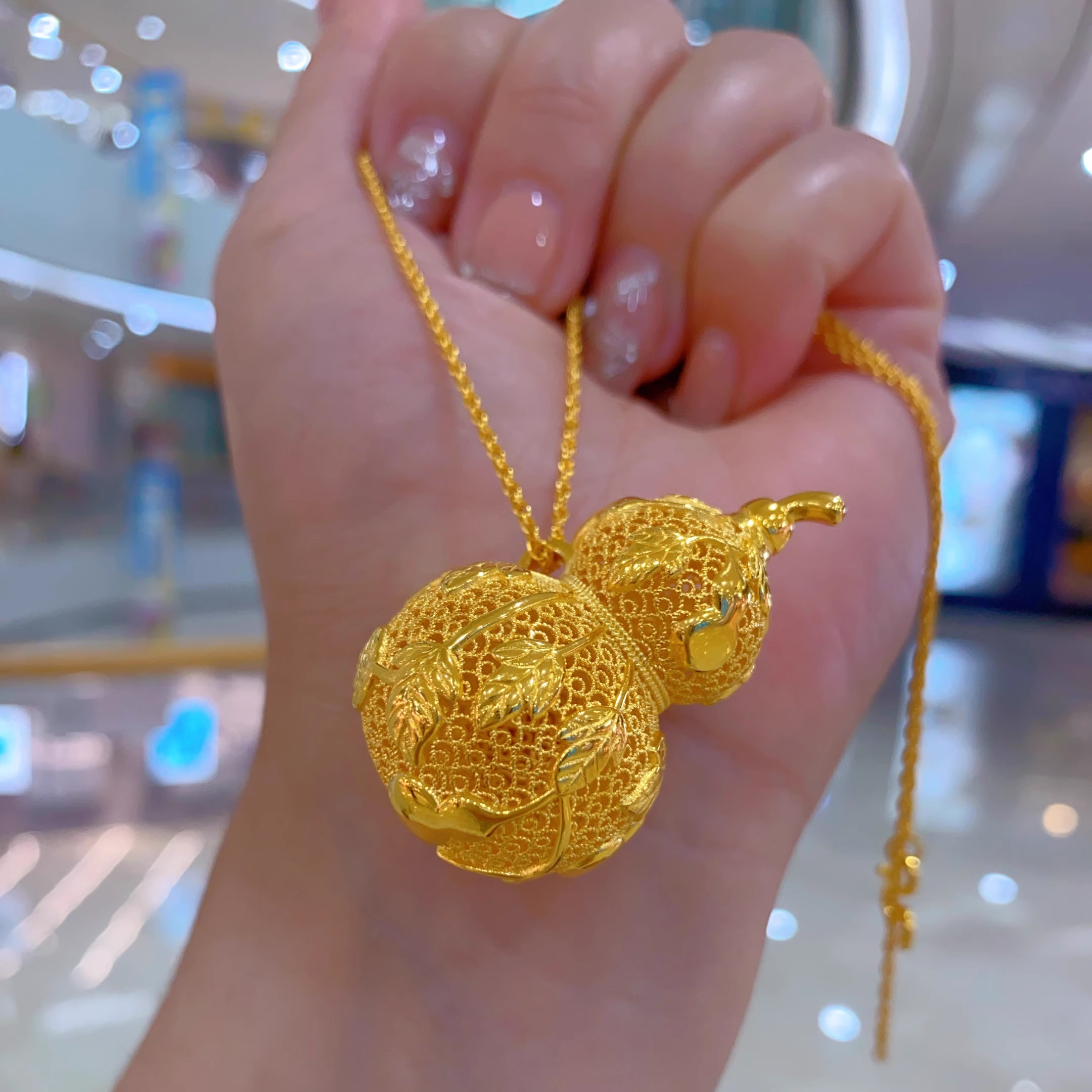 金包银爬藤葫芦吊坠福禄金