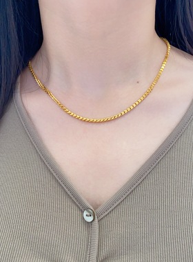 黄金包银小鱼锁骨链女友礼物