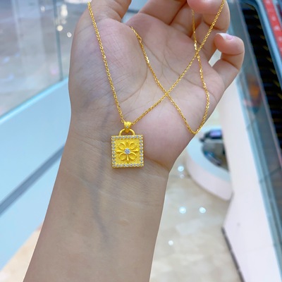 古法金项链女款时尚轻奢锁骨链