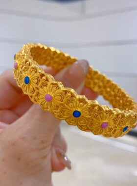 金包银手镯珐琅彩镂空送老婆礼物