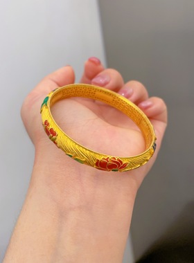 金包银手镯女款蝴蝶舞繁花手环