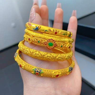 黄金包银手镯女花丝珐琅彩